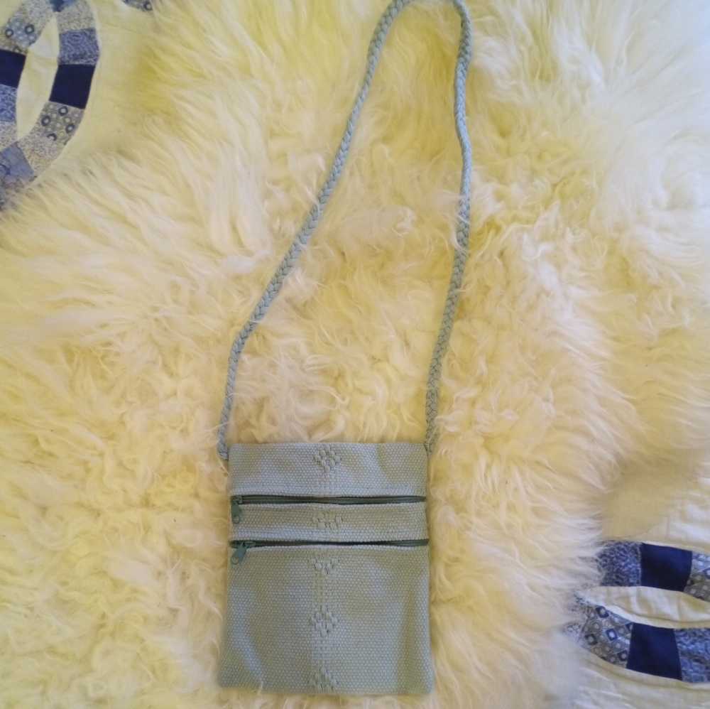 Organic Cotton Handmade Sling Purse Baby Blue Made In Mexico NWOT
